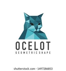 geometric ocelot logo - vector illustration on a light background