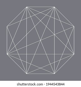 Geometric Octagon Polygon With Diagonal Angles Drawn. Geometry Vector Design Shape, Element