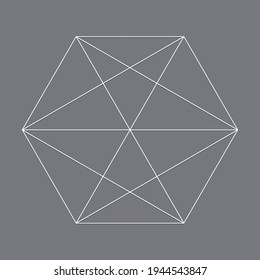 Geometric octagon polygon with diagonal angles drawn. Geometry vector design shape, element