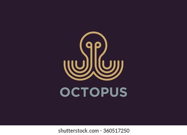 Geometric Octopus Logo design vector template Linear style. Luxury lineart icon.
Outline Seafood restaurant Logotype Jewelry Fashion concept.