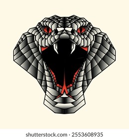 Geometric old school cobra snake head tattoo design vector