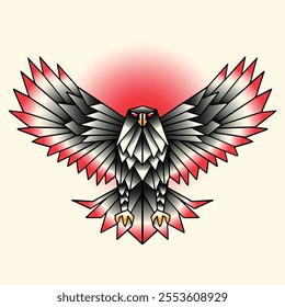 Geometric old school eagle tattoo design vector