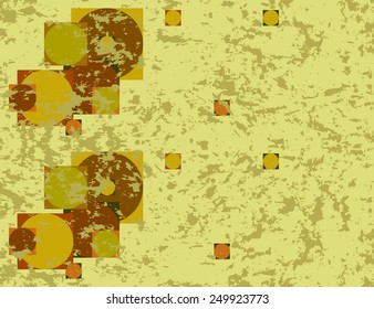 Geometric old shabby retro background. Yellow brown