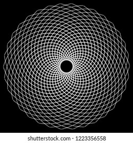 Geometric optical illusion in black background.