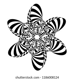 Geometric optical illusion black and white star on a white background. Vector illustration.