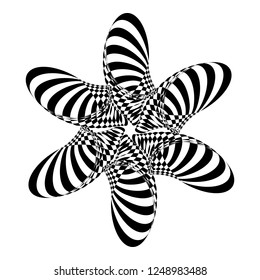Geometric optical illusion black and white star on a white background. Vector illustration