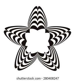 Geometric optical illusion black and white star on a white background. Vector illustration
