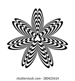 Geometric optical illusion black and white star on a white background. Vector illustration