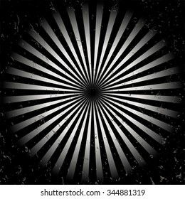 Geometric optical illusion black and white circle with rays isolated on a white background. Vector illustration