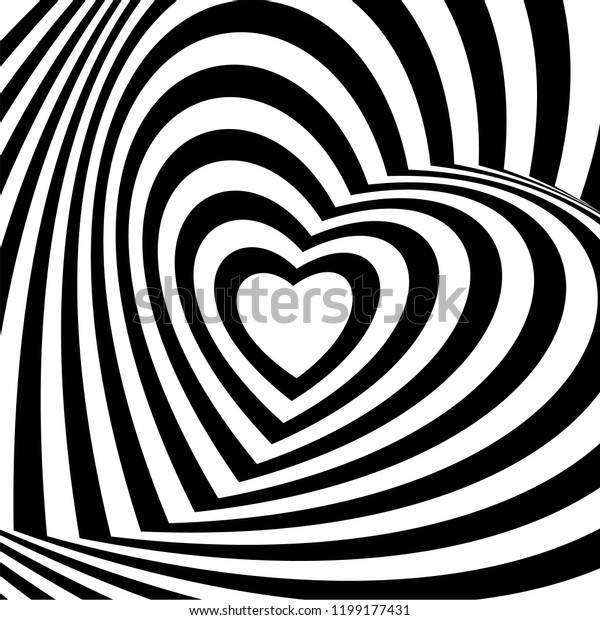 Geometric Optical Illusion Black White Heart Stock Vector (Royalty Free ...