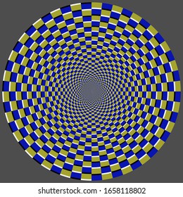 Ilusión óptica geométrica. Patrón de círculo de ladrillos de color