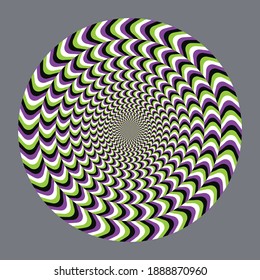 Geometrische optische Täuschung. Farbkreis psychedelisches Muster.