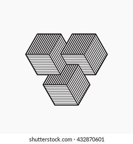 Geometric optical illusion. Cubes. Vector illustration, EPS 10. Line design