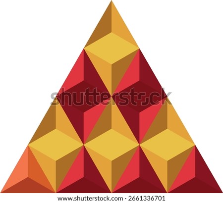 A geometric optical illusion featuring a pyramid shape constructed from stacked, shaded cubes creating a sense of depth and dimension.