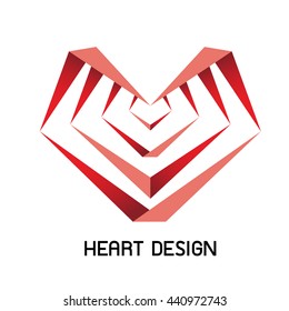 Geometric optical illusion heart, isolated on a white background. Heart design  illustration