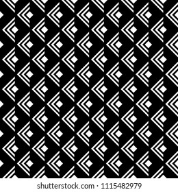 geometric optical illusion, rhombus black and white seamless pattern.