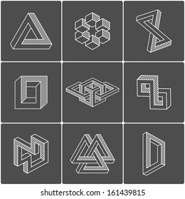 Geometric optical illusion shapes for logo or identity. Vector elements