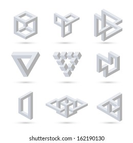 Geometric Optical Illusion Symbols. Vector Illustration