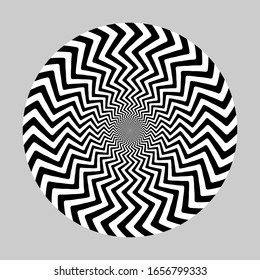 geometric optical illusion. white and black circle pattern
