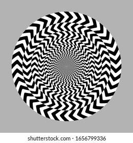 geometric optical illusion. white and black circle pattern