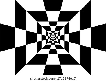 Ilusão óptica geométrica. padrão quadrado branco e preto