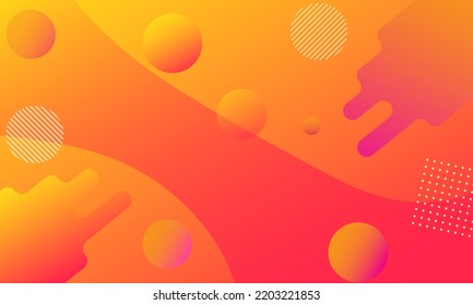 Geometric orange abstract background, 3D gradient liquid fluid circles	
