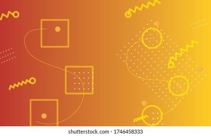 Geometric orange background with lines and shapes