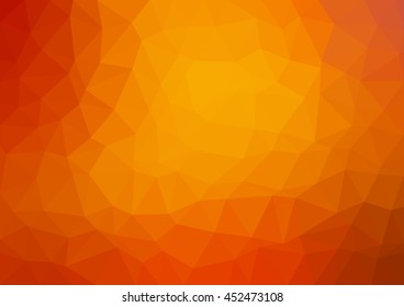 Geometric orange background with triangular polygons.