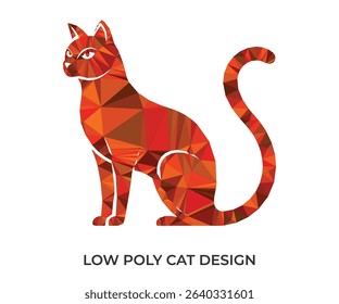 Geometric orange cat silhouette low poly design on white background animal illustration vector.