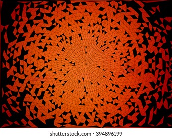 Geometric orange circle on black vector background