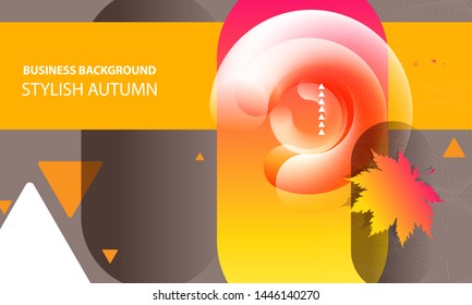 Geometric orange and gray abstract vector background. Modern Autumn banner business style lines