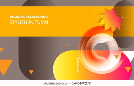 Geometric orange and gray abstract vector background. Modern Autumn banner business style lines