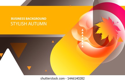 Geometric orange and gray abstract vector background. Modern Autumn banner business style lines