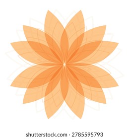 Geometric Orange Lotus Mandala Vector illustration. Orange Sacred Geometry Flower Illustration. Editable stroke. Eps 10