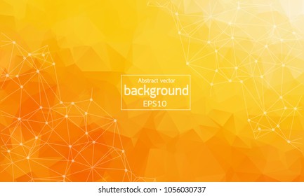 Geometric Orange Polygonal background molecule and communication. Connected lines with dots. Minimalism background. Concept of the science, chemistry, biology, medicine, technology.