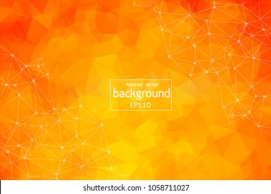 Geometric Orange Polygonal background molecule and communication. Connected lines with dots. Minimalism background. Concept of the science, chemistry, biology, medicine, technology.