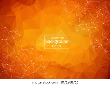 Geometric orange Polygonal background molecule and communication. Connected lines with dots. Minimalism background. Concept of the science, chemistry, biology, medicine, technology.