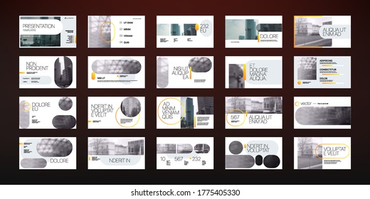 Geometric Orange Presentation Element Templates. Vector infographics. For use in Presentation, Flyer and Leaflet, SEO, Marketing, Webinar Landing Page Template, Website Design, Banner.