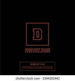 geometric orange square lines D logo letter design concept