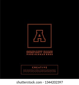 geometric orange square lines A logo letter design concept