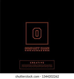 geometric orange square lines O logo letter design concept