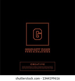 geometric orange square modern lines logo letter G design concept