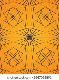 Plano de fundo vertical do vetor laranja geométrico com linhas de interseção e elemento de design starburst