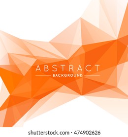 Geometric Orange and White Abstract Vector Background for Use in Design. Modern Polygon Texture with Text.