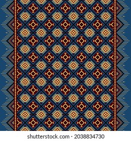 Geometrisches orientalisches abstraktes thailändisches natives traditionelles, nahtloses Muster-Design für Hintergrund, Teppich, Tapeten, Kleidung, Stoff, Umhüllung, Papier, königliches Muster, Batik, Vektorgrafik-Stickerei