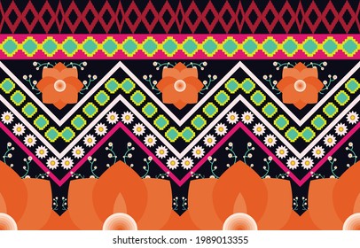 Geometric oriental ethnic pattern traditional background Design for carpet,wallpaper,clothing,wrapping,batik,fabric,Vector illustration embroidery style.