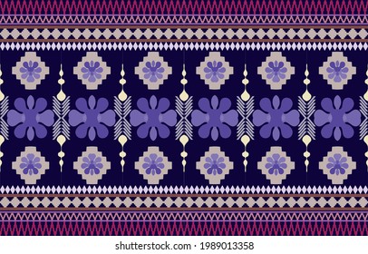 Geometric oriental ethnic pattern traditional background Design for carpet,wallpaper,clothing,wrapping,batik,fabric,Vector illustration embroidery style.