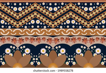 Geometric oriental ethnic pattern traditional background Design for carpet,wallpaper,clothing,wrapping,batik,fabric,Vector illustration embroidery style.