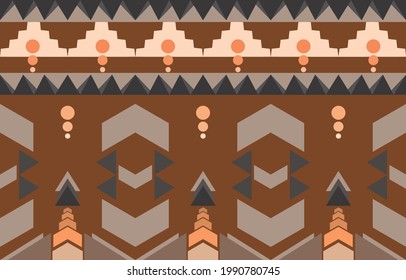 Patrón geométrico oriental de origen étnico tradicional Diseño para alfombra, papel pintado, ropa, envoltura, batik, tela, ilustración vectorial estilo bordado.