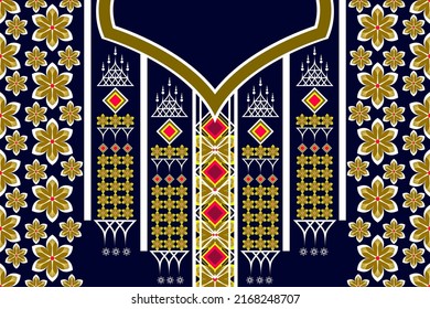 Patrón geométrico oriental étnico tradicional diseño de bordados de collares de flores para mujeres de la moda, papeles pintados, ropa y envolturas.